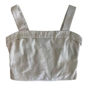 Abercrombie & Fitch Linen Cotton Blend Crop Top Small White Minimalist Coastal